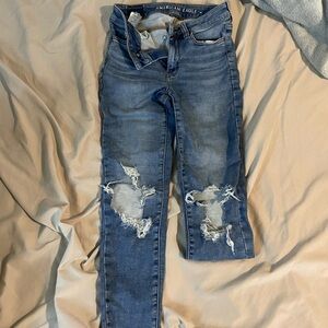 American Eagle Outfitters Women's Ripped Blue Skinny Jeans